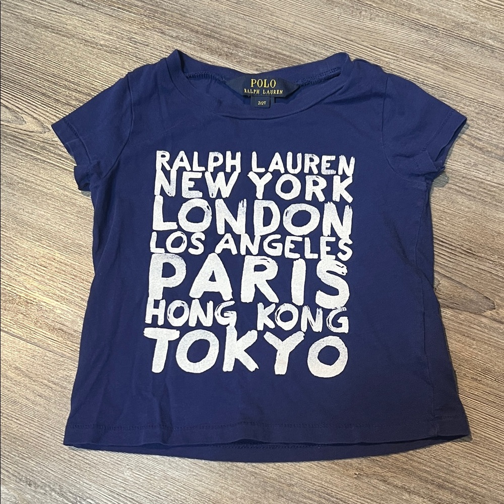 Ralph Lauren Kids Navy City Print Tee-Size 2T